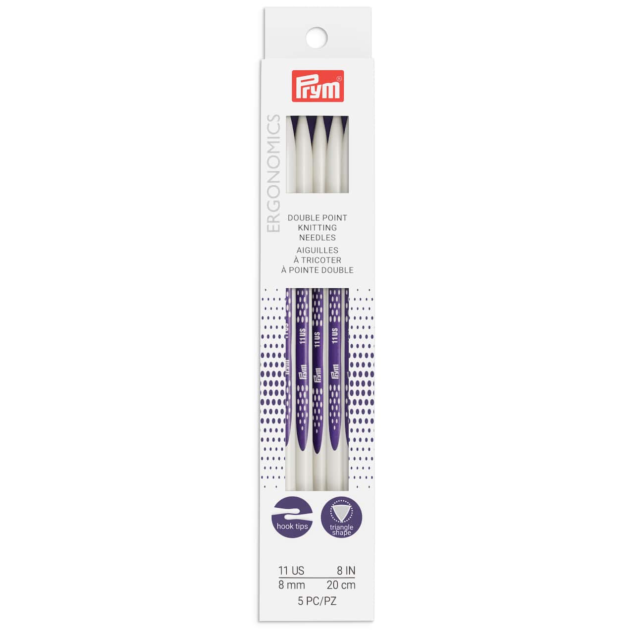 Prym Ergonomics 8 Double Point Knitting Needles, Size 11